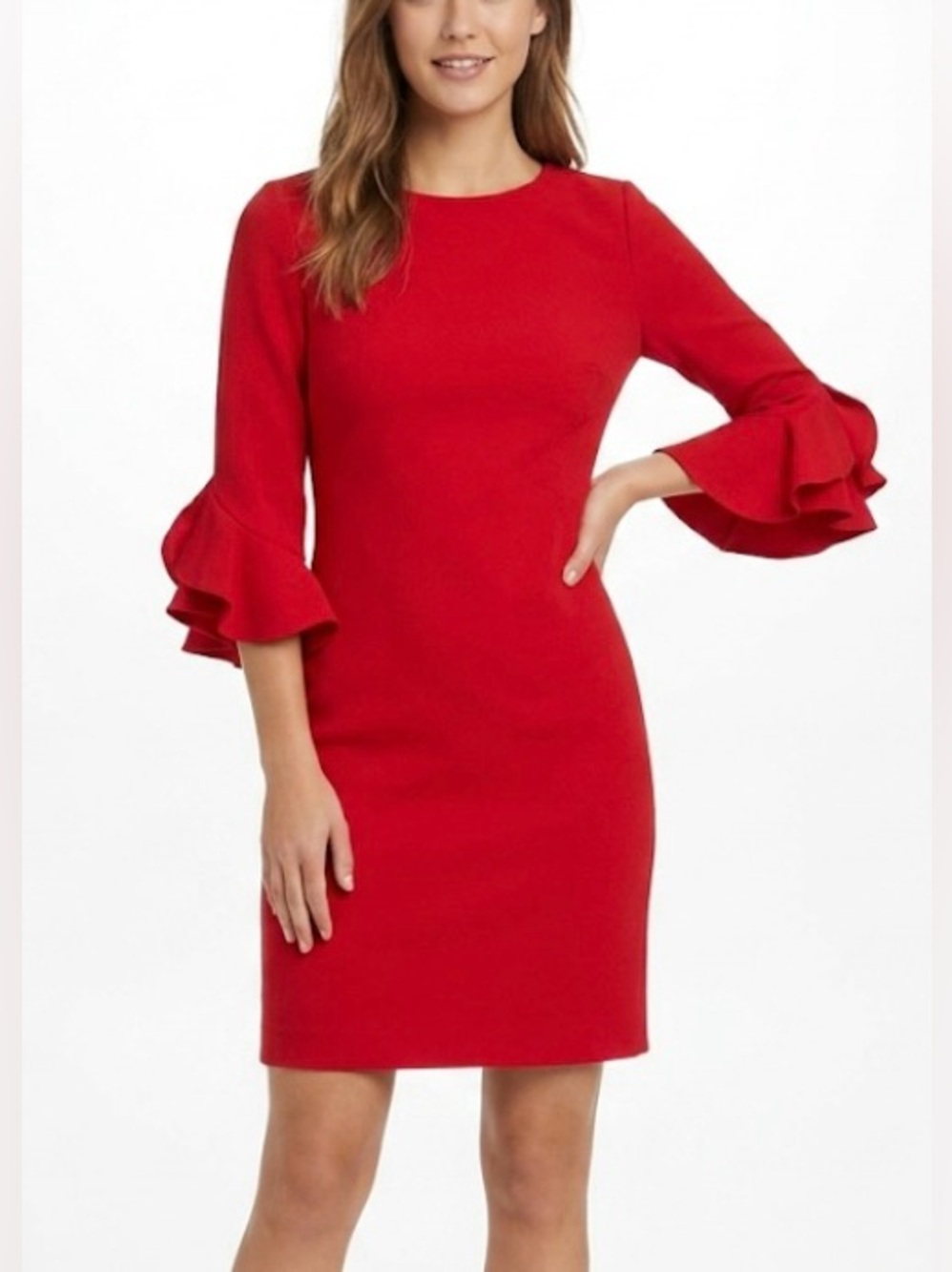 Karl Lagerfeld Paris Red Tiered Bell Sleeve Sheath Dress Size 2